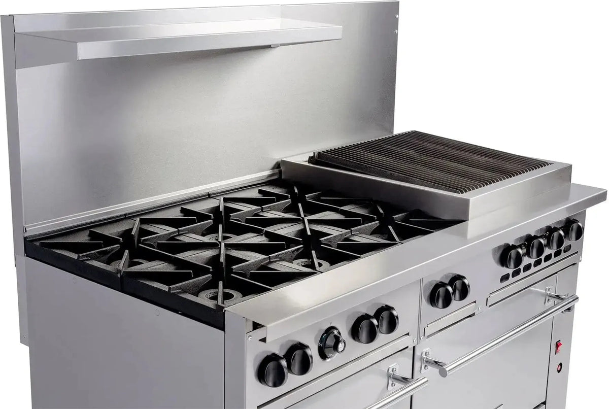Vulcan - Restaurant Gas Range, 60" Wide with 6 Burners, 24" Charbroiler and 1 Convection Oven & 1 - 60SC-6B24CBP