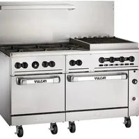 Vulcan - Restaurant Gas Range, 60" Wide with 6 Burners, 24" Charbroiler and 2 Standard Ovens - 60SS-6B24CBP