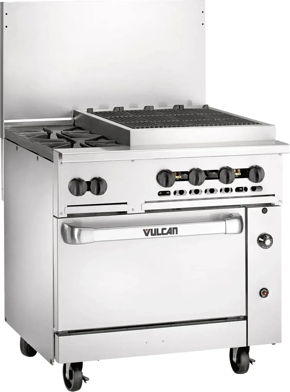 Vulcan - Restaurant Gas Range, with 2 Burners, 24" Charbroiler and Convection Oven - 36C-2B24CBP