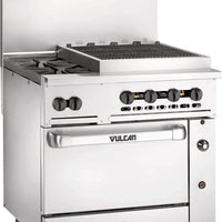 Vulcan - Restaurant Gas Range, with 2 Burners, 24" Charbroiler and Convection Oven - 36C-2B24CBP