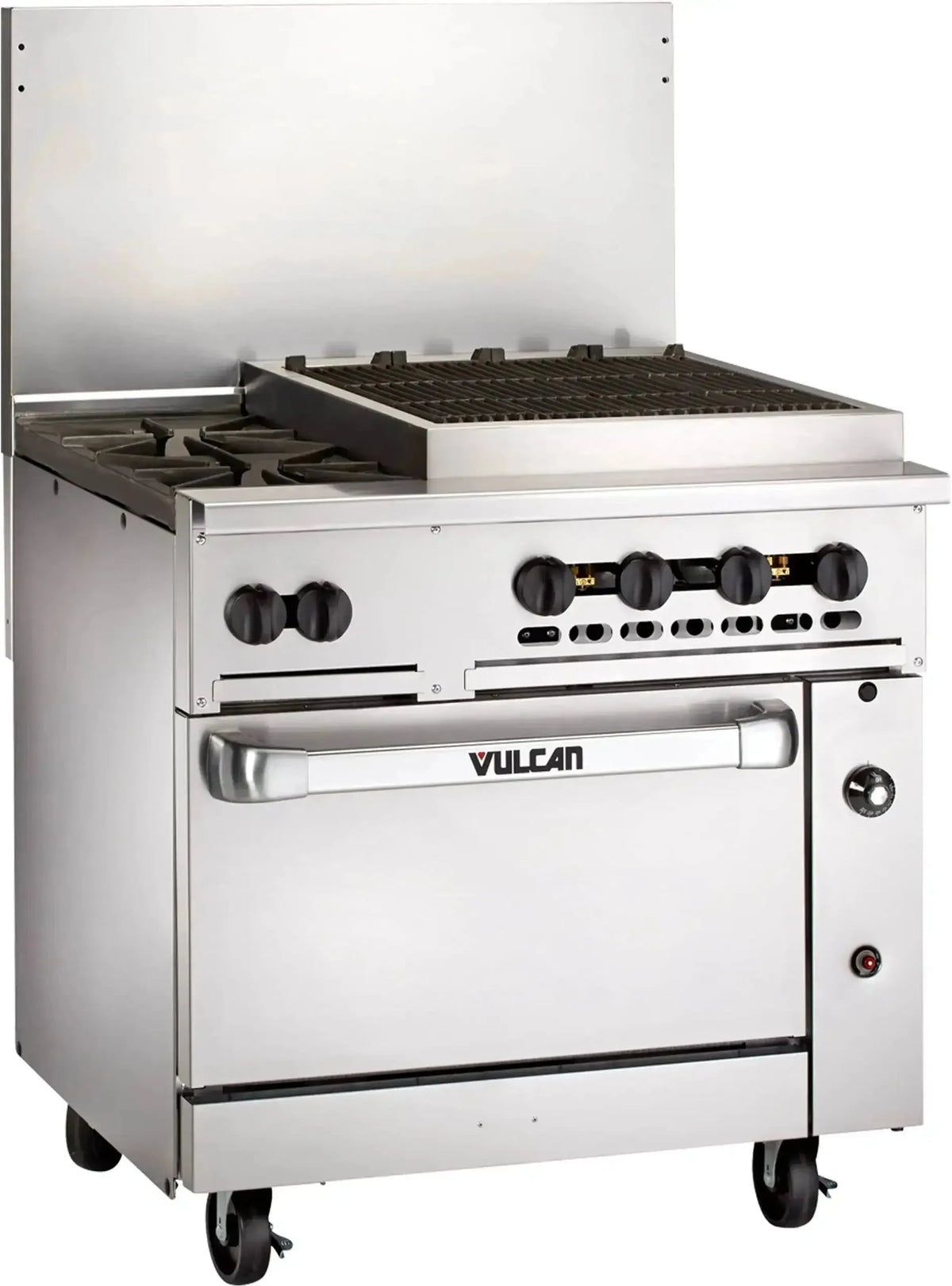 Vulcan - Restaurant Gas Range, with 2 Burners, 24" Charbroiler and Standard Oven - 36S-2B24CBP