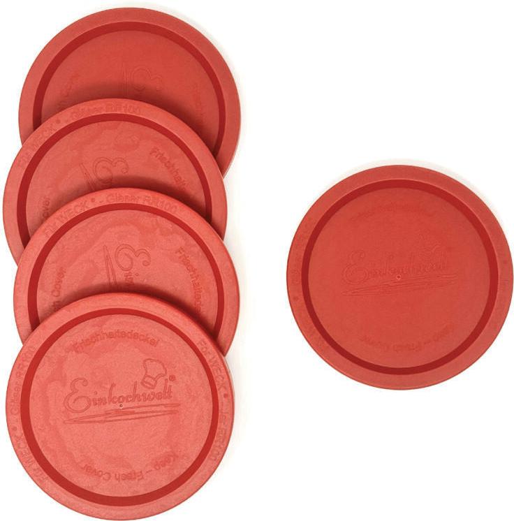 Weck Jars - 100 mm Large Keep Fresh Red Cover #100, Pack of 5 - WK100-KFR