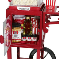 West Bend - 10-Cup Red Compact Popcorn Machine & Cart - PCMC20RD13