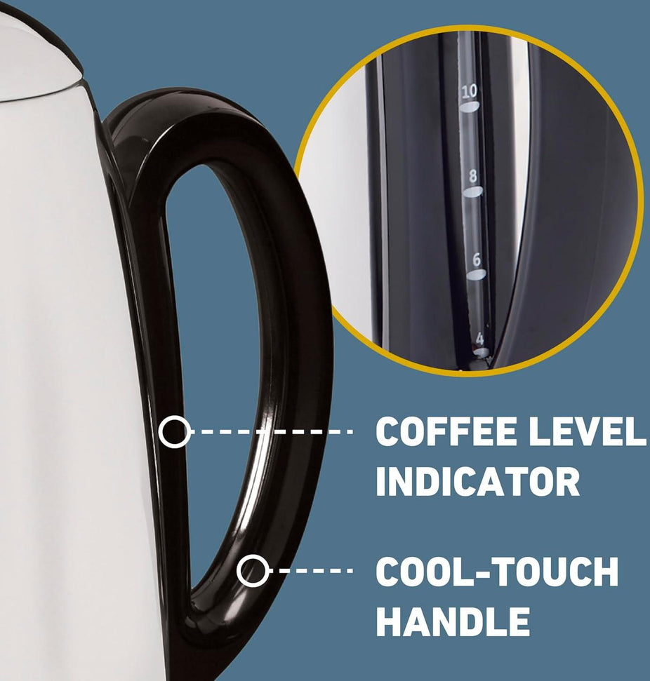 West Bend - 12-Cup Silver Classic Stainless Steel Electric Coffee Percolator with Heat Resistant Handle - 54159