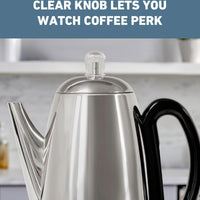 West Bend - 12-Cup Silver Classic Stainless Steel Electric Coffee Percolator with Heat Resistant Handle - 54159