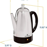 West Bend - 12-Cup Silver Classic Stainless Steel Electric Coffee Percolator with Heat Resistant Handle - 54159