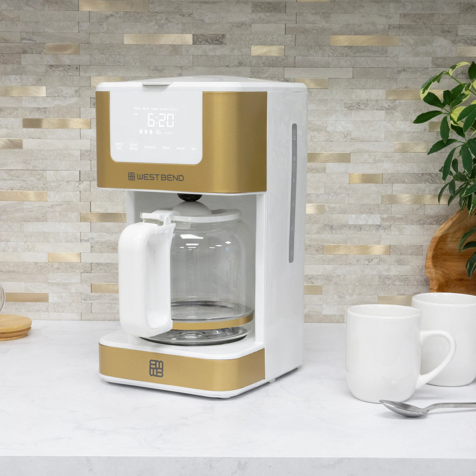 West Bend - 12-Cup White-Gold Hot & Iced Coffee Maker - CMWB12WG13
