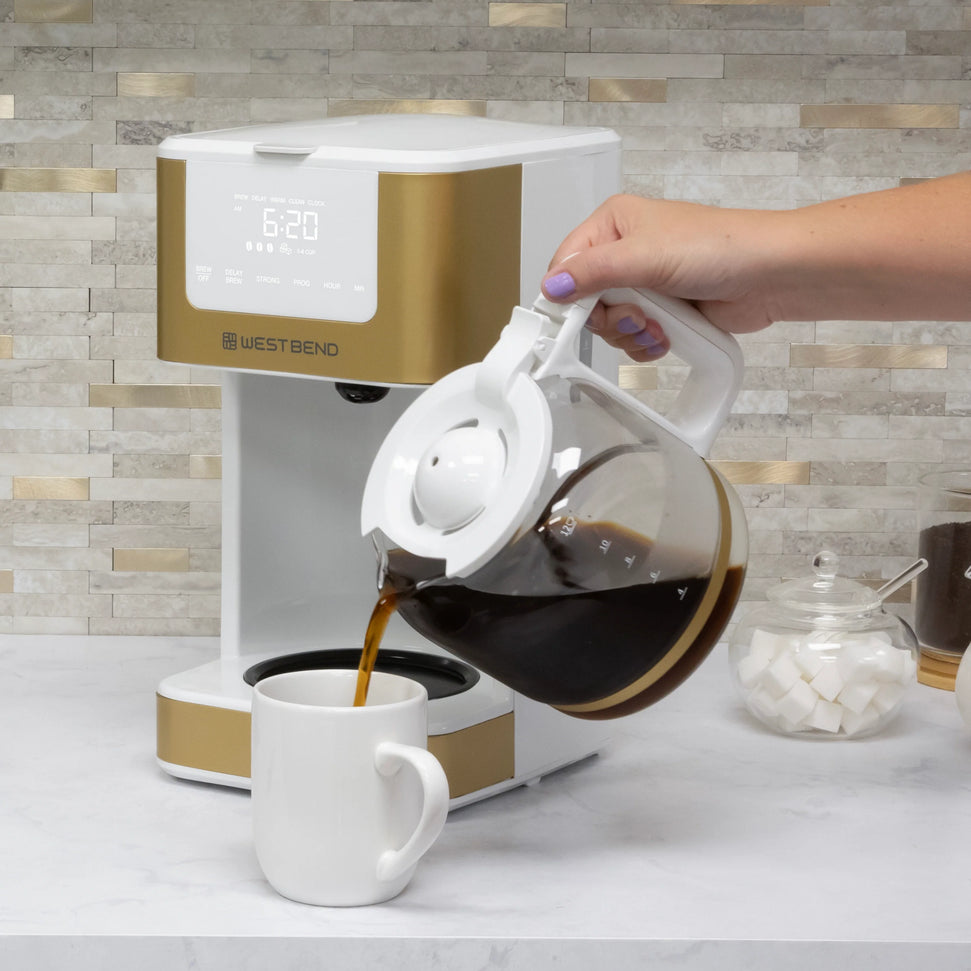 West Bend - 12-Cup White-Gold Hot & Iced Coffee Maker - CMWB12WG13