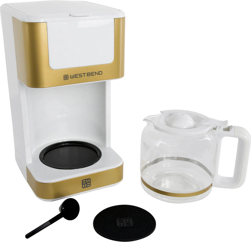 West Bend - 12-Cup White-Gold Hot & Iced Coffee Maker - CMWB12WG13