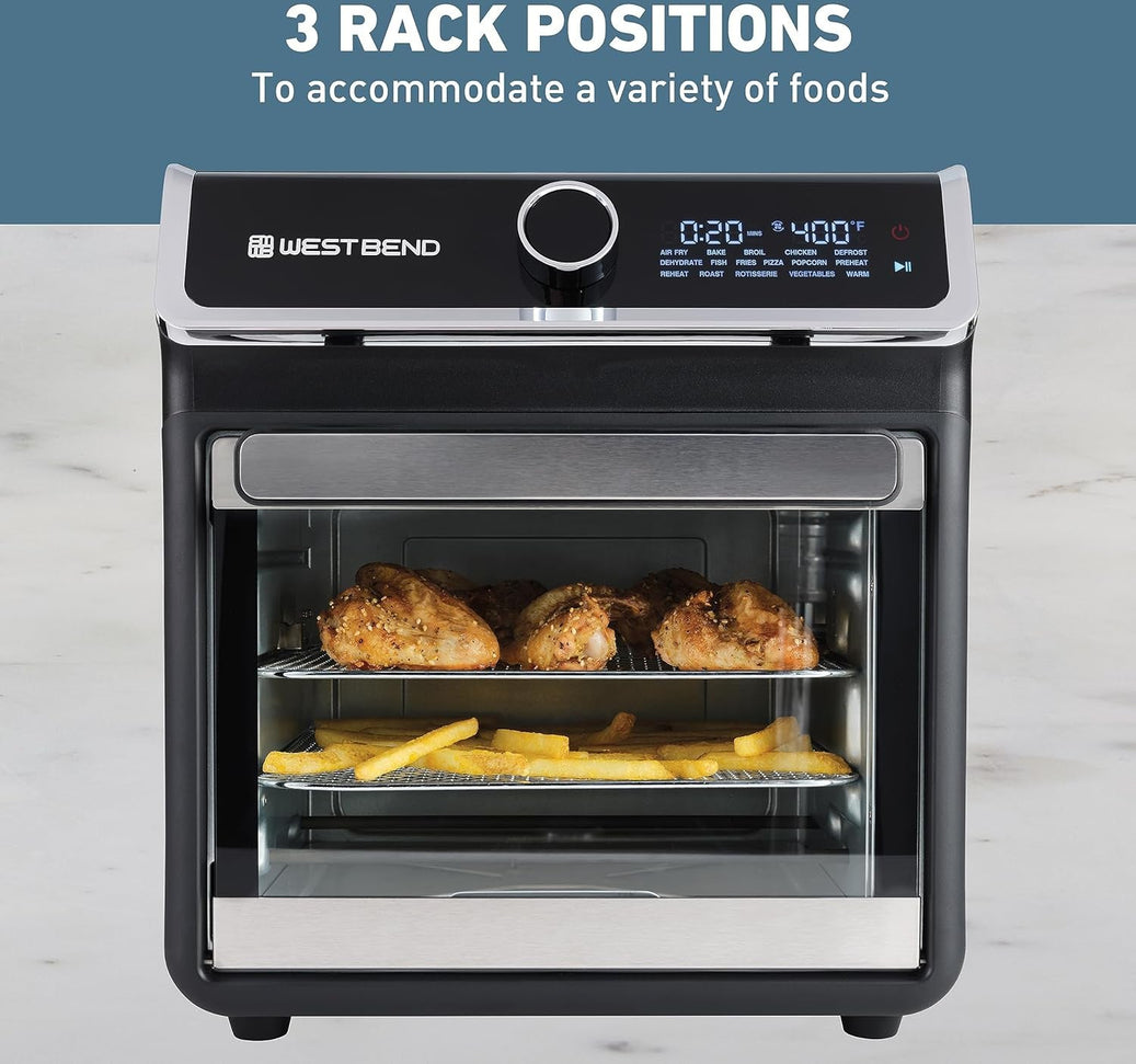 West Bend - 15 QT Black Air Fryer Oven with 16 Presets - AFWB15BK13