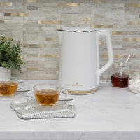 West Bend - 1.5 L White & Gold Electric Kettle - KTWB2LWG13