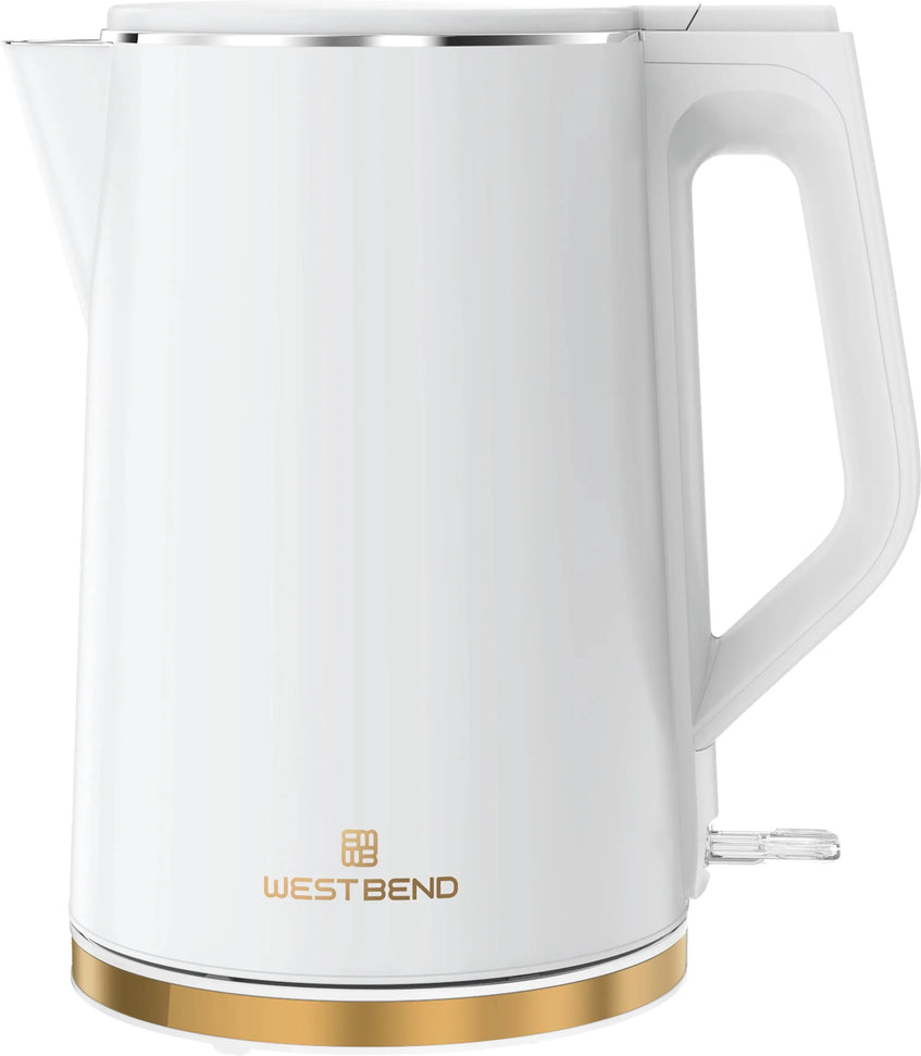 West Bend - 1.5 L White & Gold Electric Kettle - KTWB2LWG13