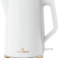 West Bend - 1.5 L White & Gold Electric Kettle - KTWB2LWG13