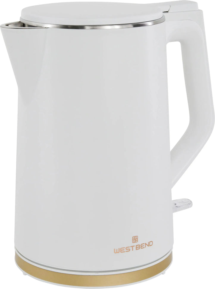 West Bend - 1.5 L White & Gold Electric Kettle - KTWB2LWG13