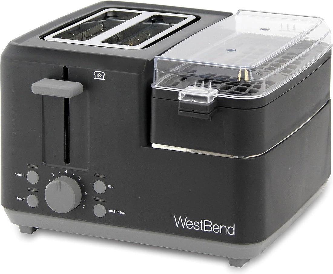 West Bend - 2-Slice Black Toaster with Egg Cooker and Meat Warmer - 78500