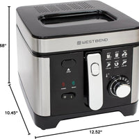 West Bend - 3 L Stainless Steel BlacksDeep Fryer - DFWB3LBK13