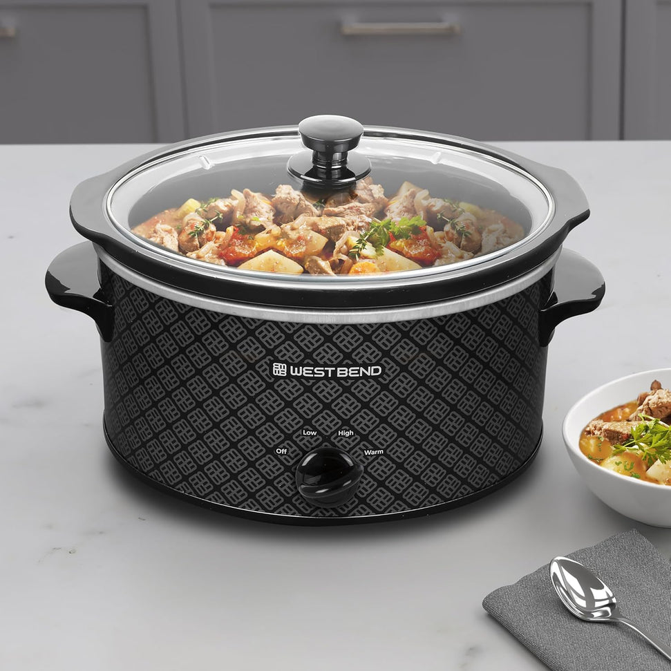 West Bend - 6 QT Ceramic Black Manual Slow Cooker - SCWB6QPTBK13