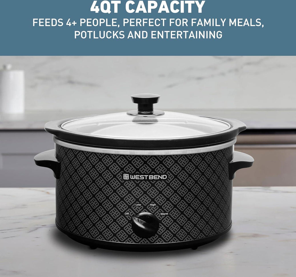 West Bend - 6 QT Ceramic Black Manual Slow Cooker - SCWB6QPTBK13