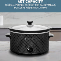 West Bend - 6 QT Ceramic Black Manual Slow Cooker - SCWB6QPTBK13
