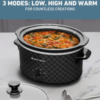 West Bend - 6 QT Ceramic Black Manual Slow Cooker - SCWB6QPTBK13