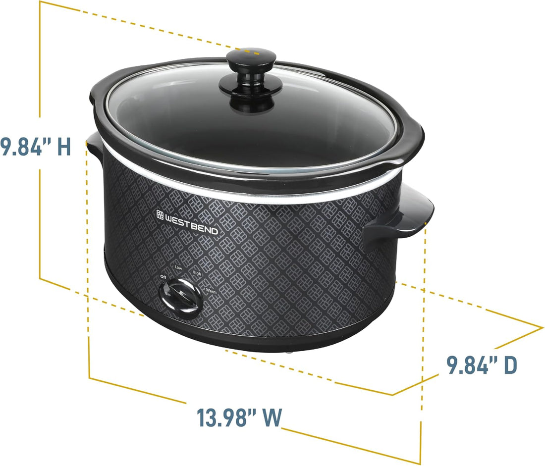 West Bend - 6 QT Ceramic Black Manual Slow Cooker - SCWB6QPTBK13