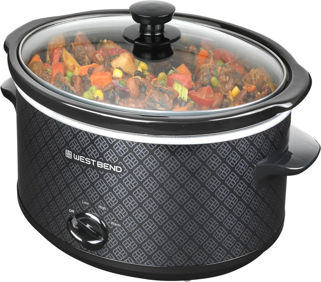West Bend - 6 QT Ceramic Black Manual Slow Cooker - SCWB6QPTBK13