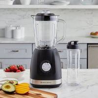 West Bend - 48 Oz Glass Jar Black Multi-Function Blender with Travel Cup - BLWB48BK13