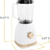 West Bend - 48 Oz Glass Jar White & Gold Multi-Function Blender with Travel Cup - BLWB48WG13