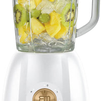 West Bend - 48 Oz Glass Jar White & Gold Multi-Function Blender with Travel Cup - BLWB48WG13