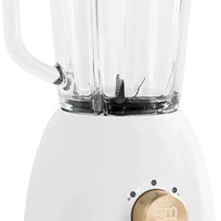West Bend - 48 Oz Glass Jar White & Gold Multi-Function Blender with Travel Cup - BLWB48WG13