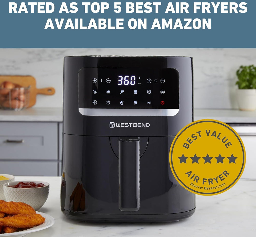 West Bend - 5 QT Air Fryer with 10 Presets - AFWB5QBK13