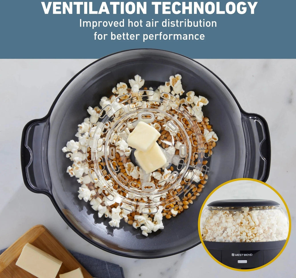 West Bend - 6 QT Black Stir-Crazy Oil Popcorn Popper Machine - PCWBSCBK13