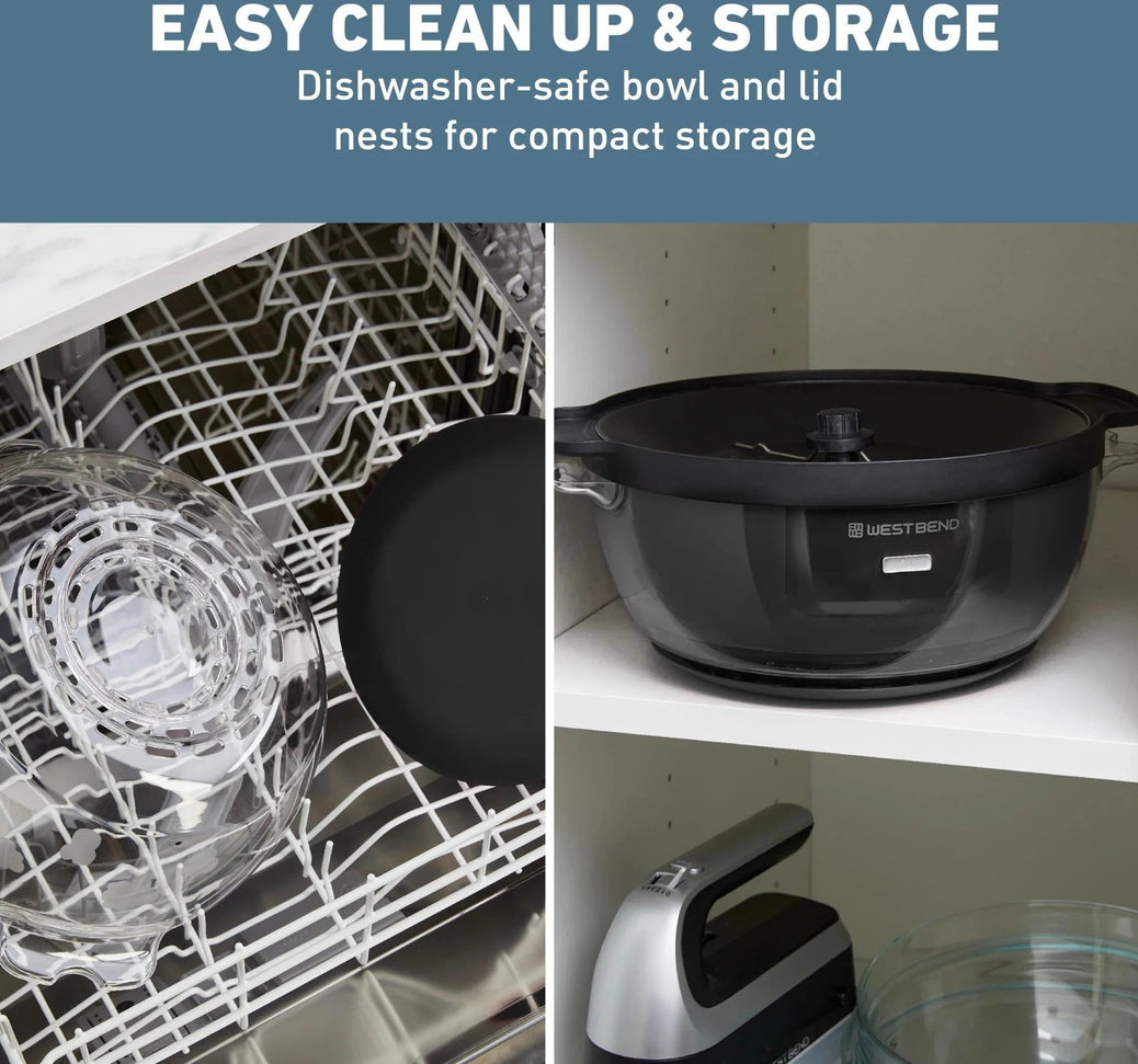 West Bend - 6 QT Black Stir-Crazy Oil Popcorn Popper Machine - PCWBSCBK13