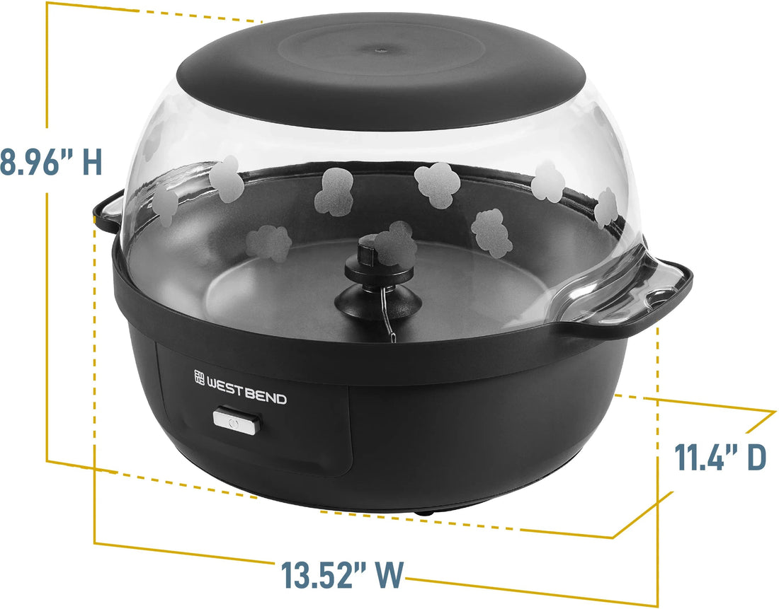 West Bend - 6 QT Black Stir-Crazy Oil Popcorn Popper Machine - PCWBSCBK13