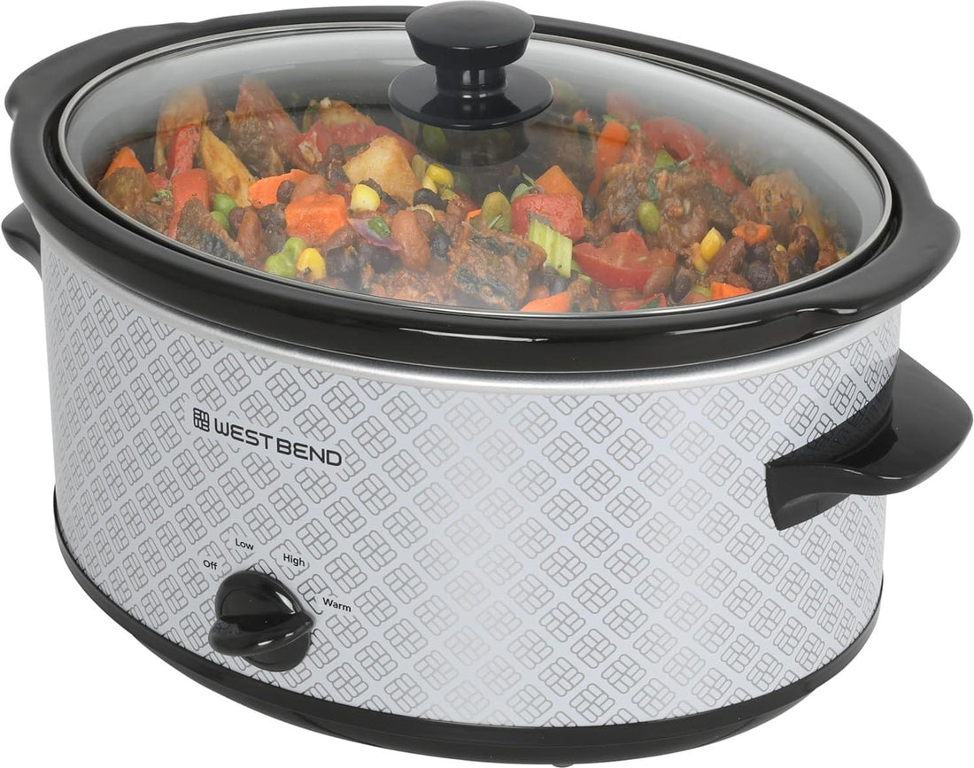 West Bend - 6 QT Ceramic Silver Manual Slow Cooker - SCWB6QPTSV13