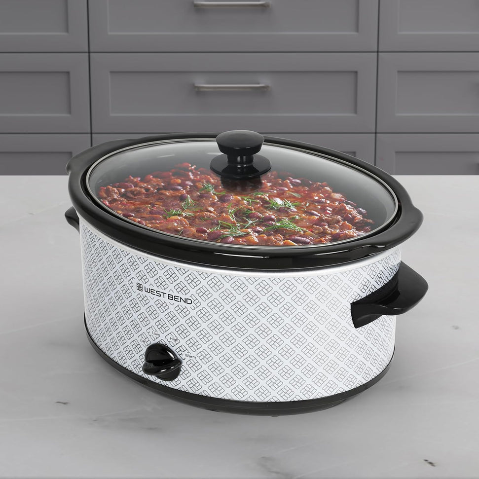West Bend - 6 QT Ceramic Silver Manual Slow Cooker - SCWB6QPTSV13