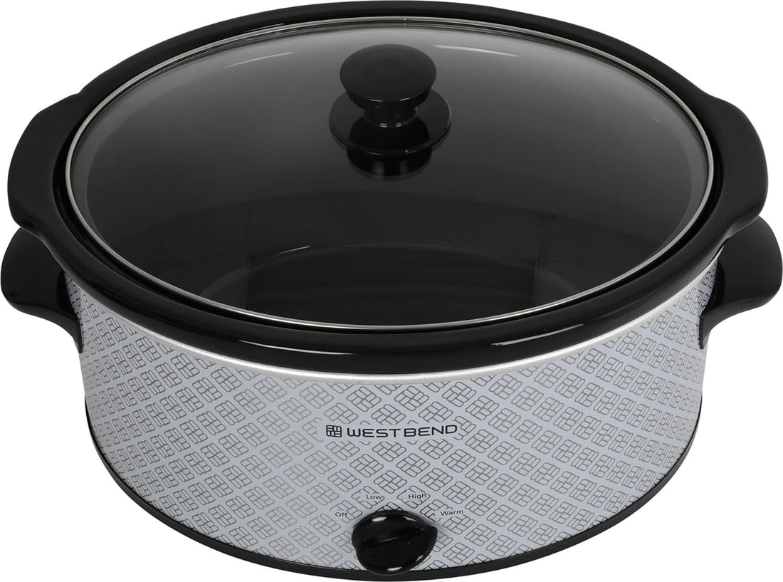 West Bend - 6 QT Ceramic Silver Manual Slow Cooker - SCWB6QPTSV13