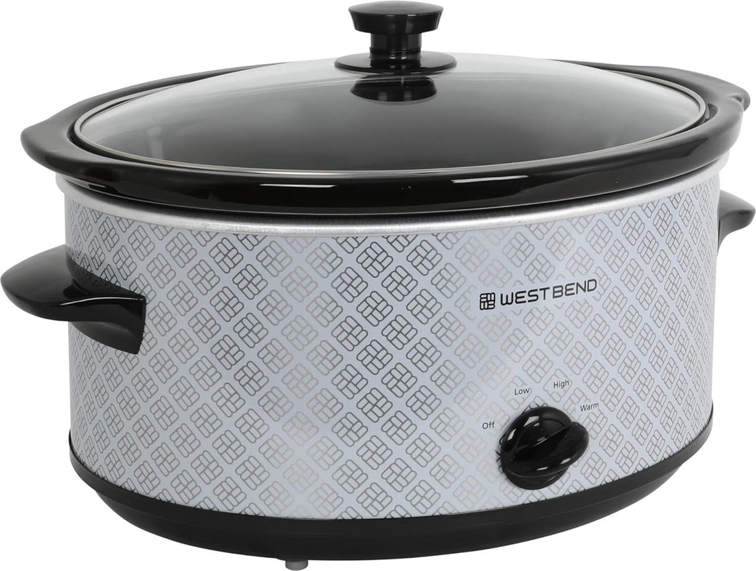 West Bend - 6 QT Ceramic Silver Manual Slow Cooker - SCWB6QPTSV13