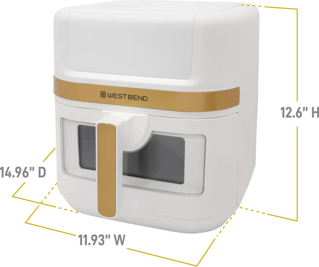 West Bend - 7 QT White & Gold Air Fryer with 13 One-Touch Presets & Easy-View Window - AFWB7QWG13