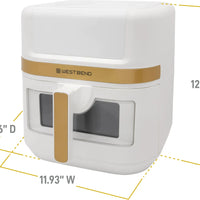 West Bend - 7 QT White & Gold Air Fryer with 13 One-Touch Presets & Easy-View Window - AFWB7QWG13