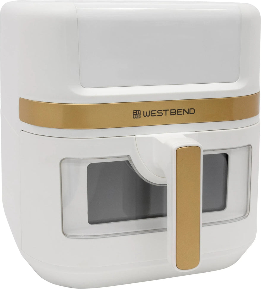 West Bend - 7 QT White & Gold Air Fryer with 13 One-Touch Presets & Easy-View Window - AFWB7QWG13