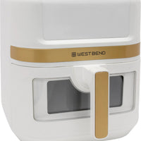 West Bend - 7 QT White & Gold Air Fryer with 13 One-Touch Presets & Easy-View Window - AFWB7QWG13