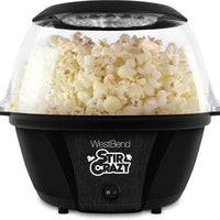 West Bend - 850W, 6 QT Black Stir Crazy Stirring Oil Popcorn Machine - 82707B
