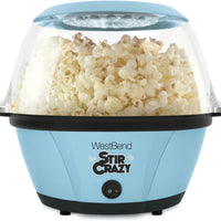 West Bend - 850W, 6 QT Blue West Bend Stir Crazy Oil Popcorn Machine with Serving Bowl - PC8270BL13