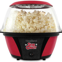 West Bend - 850W, 6 QT Red Stir Crazy Stirring Oil Popcorn Machine - 82707