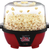 West Bend - 850W, 6 QT Red West Bend Stir Crazy Oil Popcorn Machine with Serving Bowl - 82505