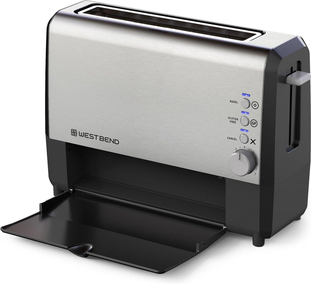 West Bend - Quik Serve 2-Slice Silver Toaster with Extra Wide Slots - 77222