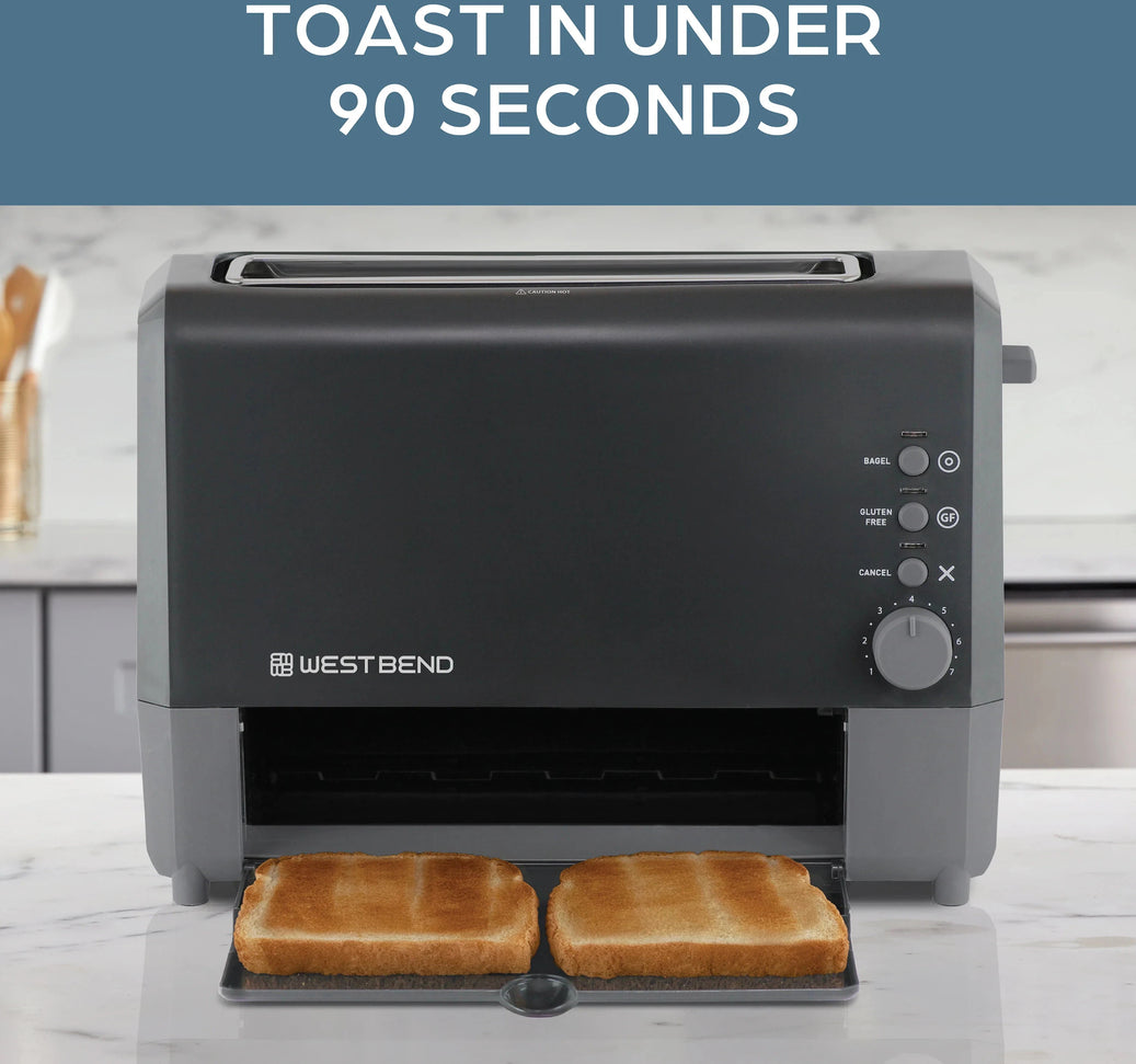 West Bend - QuikServe 2-Slice Black Toaster with Extra Wide Slots - 77224
