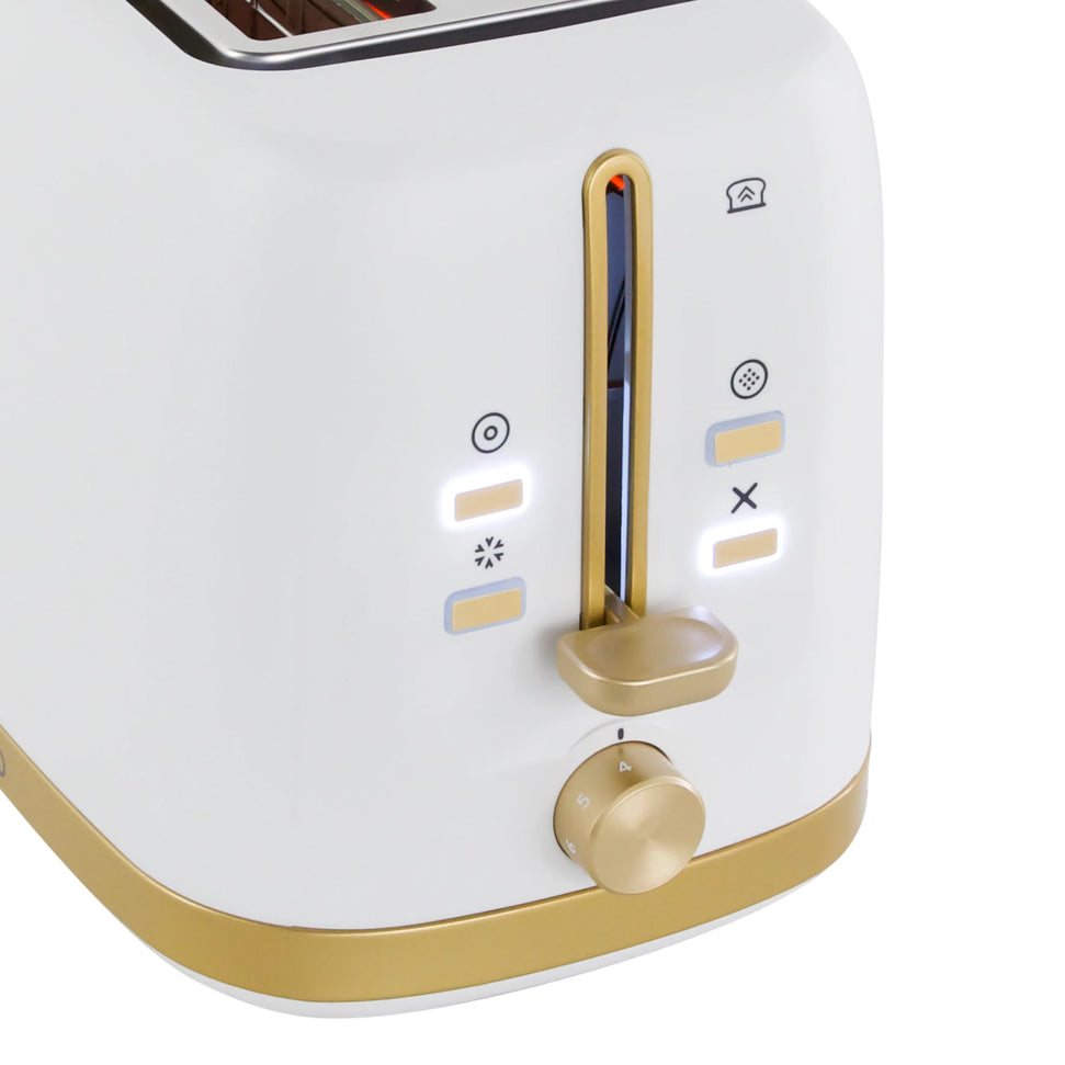 West Bend - Timeless 2-Slice White & Gold Toaster - TTWB2SWG13