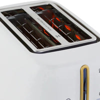 West Bend - Timeless 2-Slice White & Gold Toaster - TTWB2SWG13